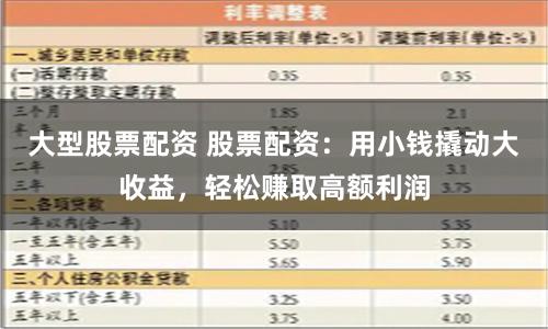 大型股票配资 股票配资：用小钱撬动大收益，轻松赚取高额利润